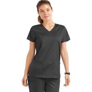 Strictly Scrubs Stretch Nurse Medical Short Sleeve Women’s Size XL Grey Top